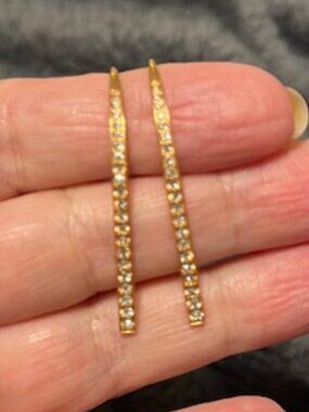 Lovely Goldtone Hook Earrings with Clear Crystal Accents